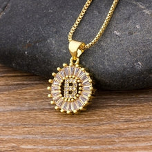 Load image into Gallery viewer, Women or Young Girls Initial Letter Necklace 26 Letters Charm Gold Name Pendant Top Quality Copper Zircon Jewelry Gift