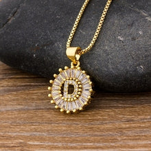 Load image into Gallery viewer, Women or Young Girls Initial Letter Necklace 26 Letters Charm Gold Name Pendant Top Quality Copper Zircon Jewelry Gift