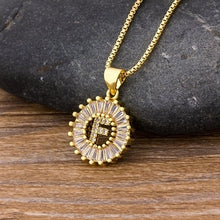 Load image into Gallery viewer, Women or Young Girls Initial Letter Necklace 26 Letters Charm Gold Name Pendant Top Quality Copper Zircon Jewelry Gift