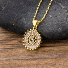 Load image into Gallery viewer, Women or Young Girls Initial Letter Necklace 26 Letters Charm Gold Name Pendant Top Quality Copper Zircon Jewelry Gift