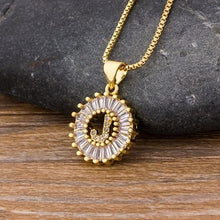 Load image into Gallery viewer, Women or Young Girls Initial Letter Necklace 26 Letters Charm Gold Name Pendant Top Quality Copper Zircon Jewelry Gift