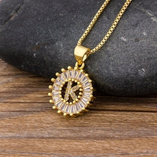 Load image into Gallery viewer, Women or Young Girls Initial Letter Necklace 26 Letters Charm Gold Name Pendant Top Quality Copper Zircon Jewelry Gift