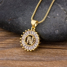 Load image into Gallery viewer, Women or Young Girls Initial Letter Necklace 26 Letters Charm Gold Name Pendant Top Quality Copper Zircon Jewelry Gift