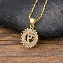 Load image into Gallery viewer, Women or Young Girls Initial Letter Necklace 26 Letters Charm Gold Name Pendant Top Quality Copper Zircon Jewelry Gift
