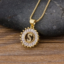 Load image into Gallery viewer, Women or Young Girls Initial Letter Necklace 26 Letters Charm Gold Name Pendant Top Quality Copper Zircon Jewelry Gift