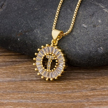 Load image into Gallery viewer, Women or Young Girls Initial Letter Necklace 26 Letters Charm Gold Name Pendant Top Quality Copper Zircon Jewelry Gift