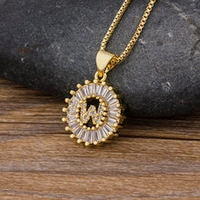 Load image into Gallery viewer, Women or Young Girls Initial Letter Necklace 26 Letters Charm Gold Name Pendant Top Quality Copper Zircon Jewelry Gift