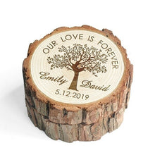 Load image into Gallery viewer, Personalized Rustic Ring Box, Custom Engraving Ring Box Bridal Gift Wedding Decor