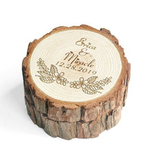 Load image into Gallery viewer, Personalized Rustic Ring Box, Custom Engraving Ring Box Bridal Gift Wedding Decor