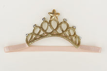Load image into Gallery viewer, gold crown little girl baby headband