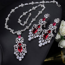 Load image into Gallery viewer, Top Quality Royal Cubic Zirconia Big Statement Earring Necklace Set-Evening-Jewelry