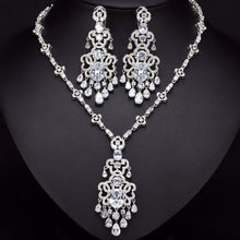 Load image into Gallery viewer, Top Quality Royal Cubic Zirconia Big Statement Earring Necklace Set-Evening-Jewelry