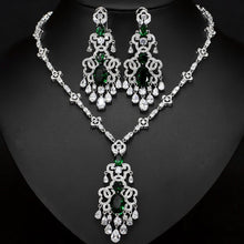 Load image into Gallery viewer, Top Quality Royal Cubic Zirconia Big Statement Earring Necklace Set-Evening-Jewelry