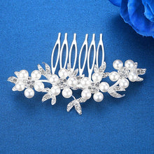 Load image into Gallery viewer, Luxury Handmade Rhinestone Bridal or Quinceañera Hair Combs/Pins Crystal Flower Pearls Wedding Bride Hair Jewelry Accessories Hair Ornaments