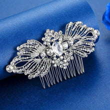 Load image into Gallery viewer, Luxury Handmade Rhinestone Bridal or Quinceañera Hair Combs/Pins Crystal Flower Pearls Wedding Bride Hair Jewelry Accessories Hair Ornaments