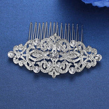 Load image into Gallery viewer, Luxury Handmade Rhinestone Bridal or Quinceañera Hair Combs/Pins Crystal Flower Pearls Wedding Bride Hair Jewelry Accessories Hair Ornaments