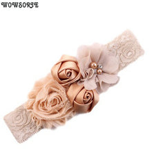Load image into Gallery viewer, Luxury Baby Rose Headband-Newborn-Soft Elastic Hair Band Rhinestone Detail and Lace
