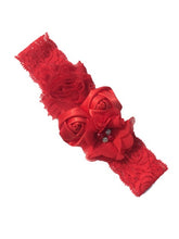 Load image into Gallery viewer, Luxury Baby Rose Headband-Newborn-Soft Elastic Hair Band Rhinestone Detail and Lace