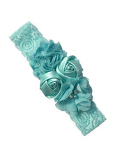 Load image into Gallery viewer, Luxury Baby Rose Headband-Newborn-Soft Elastic Hair Band Rhinestone Detail and Lace