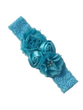 Load image into Gallery viewer, Luxury Baby Rose Headband-Newborn-Soft Elastic Hair Band Rhinestone Detail and Lace