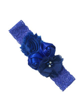 Load image into Gallery viewer, Luxury Baby Rose Headband-Newborn-Soft Elastic Hair Band Rhinestone Detail and Lace