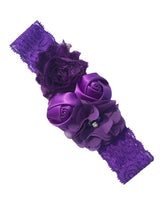 Load image into Gallery viewer, Luxury Baby Rose Headband-Newborn-Soft Elastic Hair Band Rhinestone Detail and Lace