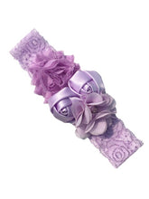 Load image into Gallery viewer, Luxury Baby Rose Headband-Newborn-Soft Elastic Hair Band Rhinestone Detail and Lace