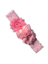 Load image into Gallery viewer, Luxury Baby Rose Headband-Newborn-Soft Elastic Hair Band Rhinestone Detail and Lace