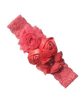 Load image into Gallery viewer, Luxury Baby Rose Headband-Newborn-Soft Elastic Hair Band Rhinestone Detail and Lace