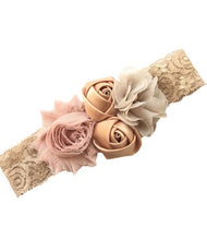 Load image into Gallery viewer, Luxury Baby Rose Headband-Newborn-Soft Elastic Hair Band Rhinestone Detail and Lace