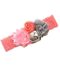 Load image into Gallery viewer, Luxury Baby Rose Headband-Newborn-Soft Elastic Hair Band Rhinestone Detail and Lace