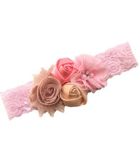 Load image into Gallery viewer, Luxury Baby Rose Headband-Newborn-Soft Elastic Hair Band Rhinestone Detail and Lace