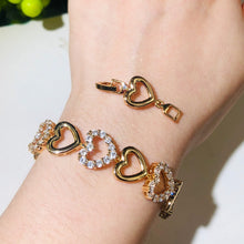 Load image into Gallery viewer, Hearts all Around Cubic Zirconia Gold or Silver Tone Bracelet