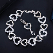Load image into Gallery viewer, Hearts all Around Cubic Zirconia Gold or Silver Tone Bracelet
