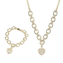 Load image into Gallery viewer, Cubic Zirconia Heart Pendant Necklace and Bracelet Fashion Jewelry Set