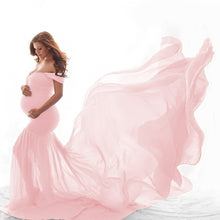 Load image into Gallery viewer, Pregnancy Cloth Cotton-Chiffon Maternity Off Shoulder Gown-Dress