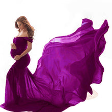 Load image into Gallery viewer, Pregnancy Cloth Cotton-Chiffon Maternity Off Shoulder Gown-Dress