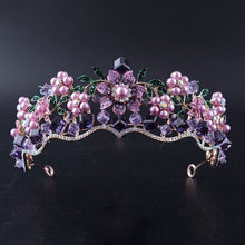 Load image into Gallery viewer, Luxury Baroque Purple and Pink Crystal Pearl Pink and Lavender Quinceañera Tiara