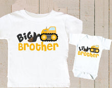 Load image into Gallery viewer, Big Brother Little Brother Gift Construction Truck T-shirt tee shirts for boys tops matching outfits new baby