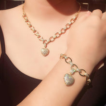 Load image into Gallery viewer, Cubic Zirconia Heart Pendant Necklace and Bracelet Fashion Jewelry Set