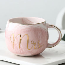 Load image into Gallery viewer, Luxury Pink Gold Mr Mrs Ceramic Marble Coffee Mug Cup Wedding Bridal Couples Gift