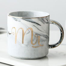 Load image into Gallery viewer, Luxury Pink Gold Mr Mrs Ceramic Marble Coffee Mug Cup Wedding Bridal Couples Gift