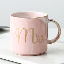 Load image into Gallery viewer, Luxury Pink Gold Mr Mrs Ceramic Marble Coffee Mug Cup Wedding Bridal Couples Gift