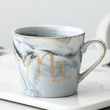 Load image into Gallery viewer, Luxury Pink Gold Mr Mrs Ceramic Marble Coffee Mug Cup Wedding Bridal Couples Gift