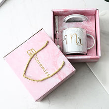 Load image into Gallery viewer, Luxury Pink Gold Mr Mrs Ceramic Marble Coffee Mug Cup Wedding Bridal Couples Gift