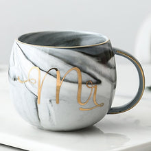 Load image into Gallery viewer, Luxury Pink Gold Mr Mrs Ceramic Marble Coffee Mug Cup Wedding Bridal Couples Gift