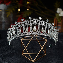 Load image into Gallery viewer, Baroque Crystal Pearl Bridal Tiara Princess Look Crown for Wedding or Quince Event