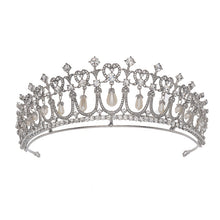 Load image into Gallery viewer, Baroque Crystal Pearl Bridal Tiara Princess Look Crown for Wedding or Quince Event