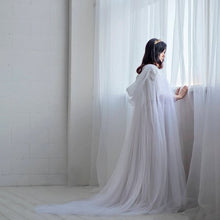 Load image into Gallery viewer, White Bridal Tulle Long Cape-Bride-Wedding-Quinceañera