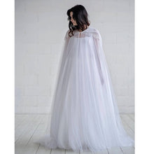 Load image into Gallery viewer, White Bridal Tulle Long Cape-Bride-Wedding-Quinceañera